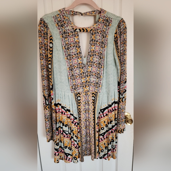 Free People Women's Blue Tegan Border printed mini dress - Picture 2 of 6